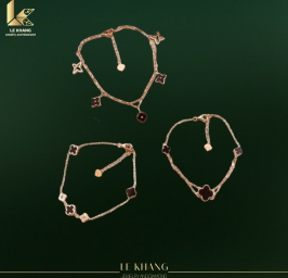 Set lắc tay vàng cỏ 4 lá S02